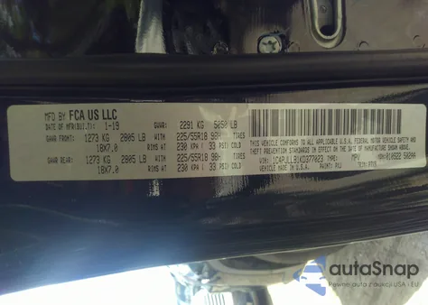 2019 Jeep Cherokee Altitude Fwd from USA, damaged, VIN 1C4PJLLB1KD377023